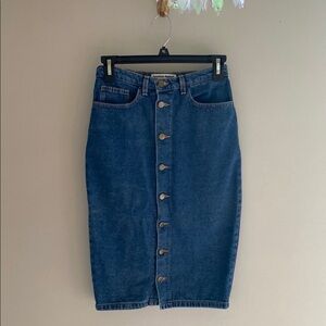 American Apparel 100% cotton denim button down midi skirt size small